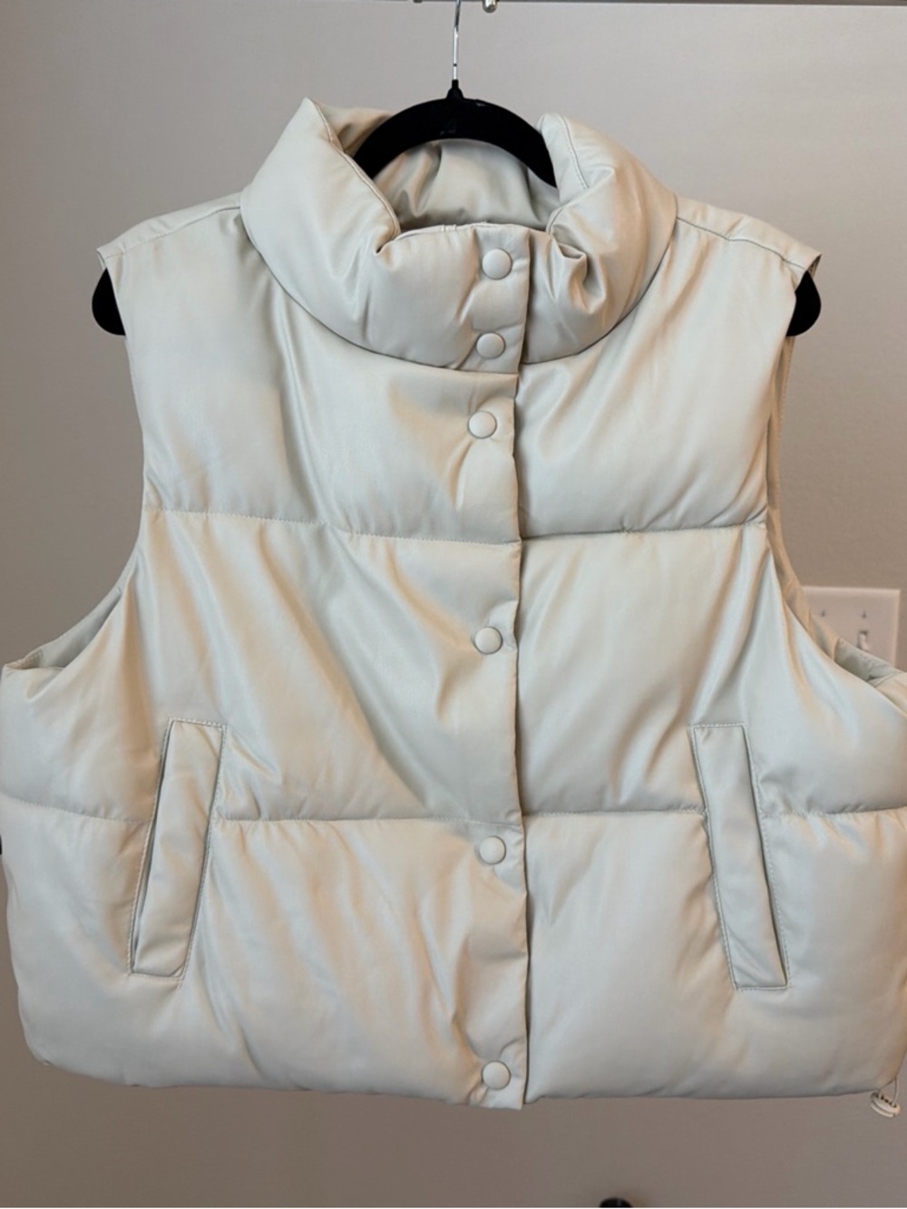 Marshalls Cream Quilted Puffer Vest with High Collar